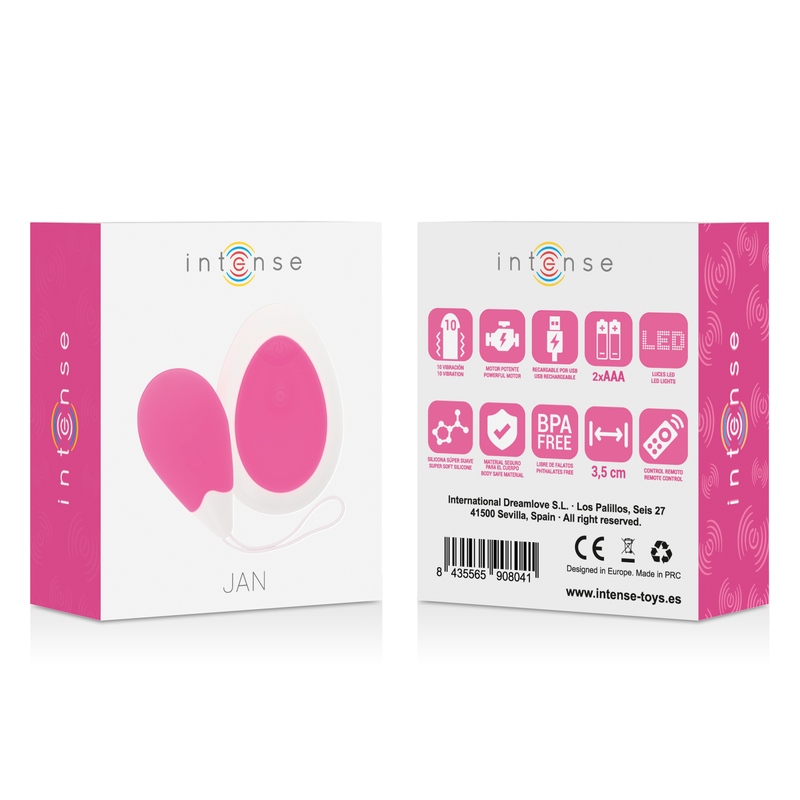 Huevo vibrador con control remoto INTENSE Jan, sumergible