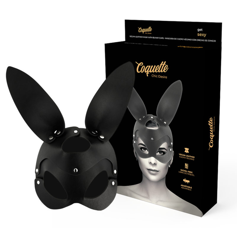COQUETTE CHIC DESIRE - MÁSCARA CUERO VEGANO CON OREJAS DE CONEJO