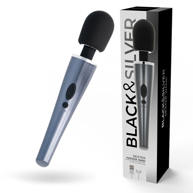 Masajeador Wand Dexter Black&Silver 30,6 cm recargable