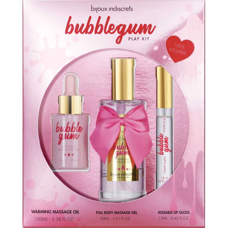 BIJOUX INDISCRETS - BUBBLEGUM PLAY KIT CON ACEITE GEL &amp; BRILLO DE LABIOS
