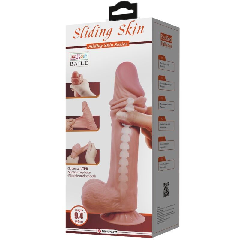 Dildo realista Pretty Love con piel deslizante, 24 cm
