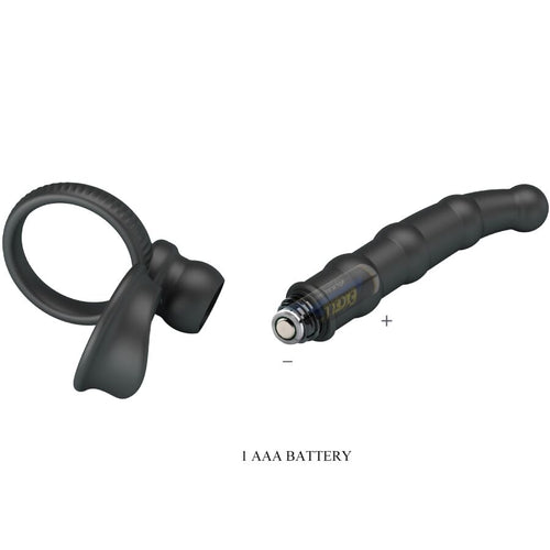 PRETTY LOVE - TATUM ANILLO VIBRADOR PENE CON PLUG 10 VIBRACIONES NEGRO