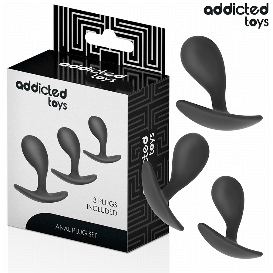 Set de 3 plugs anales de silicona curvados Addicted Toys