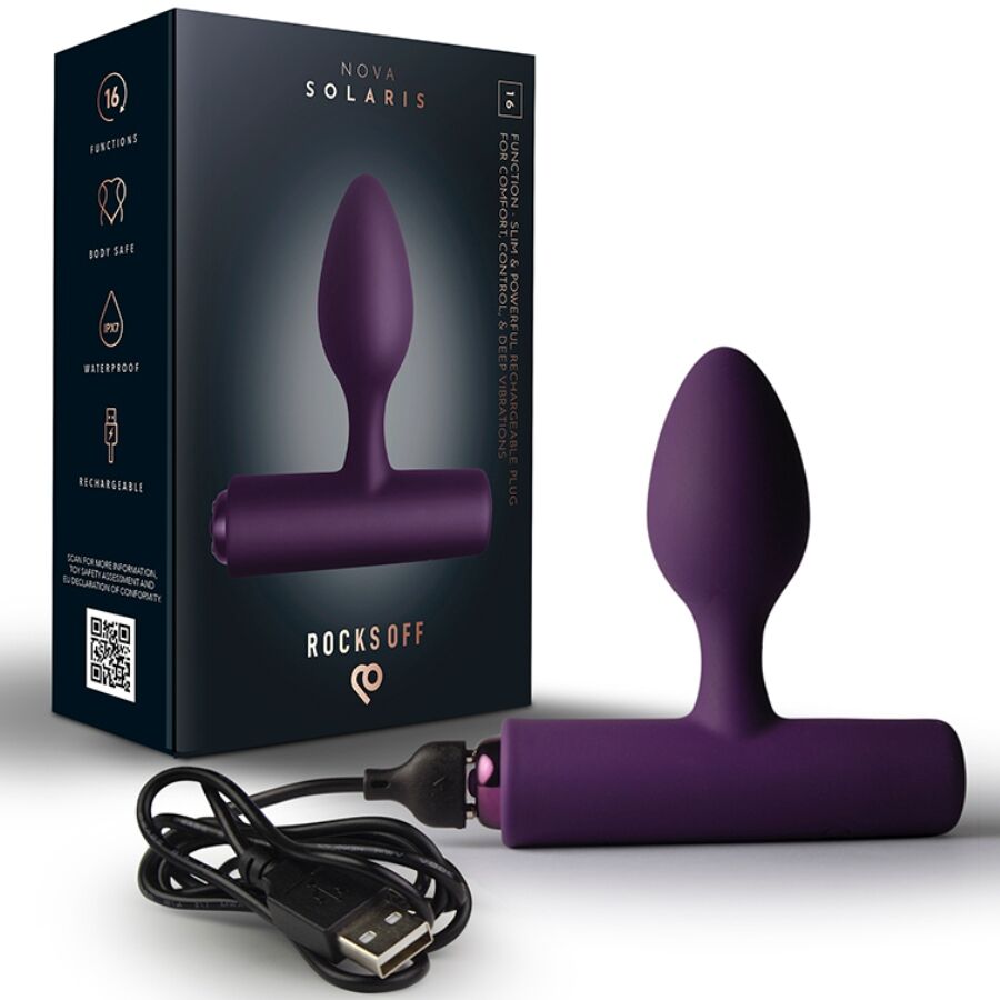 Plug anal vibrador Rocks-Off Nova Solaris fino 16 funciones
