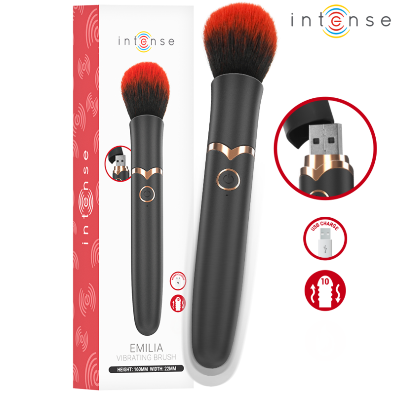 Vibrador brocha Emilia de Intense, 16 cm, 10 modos