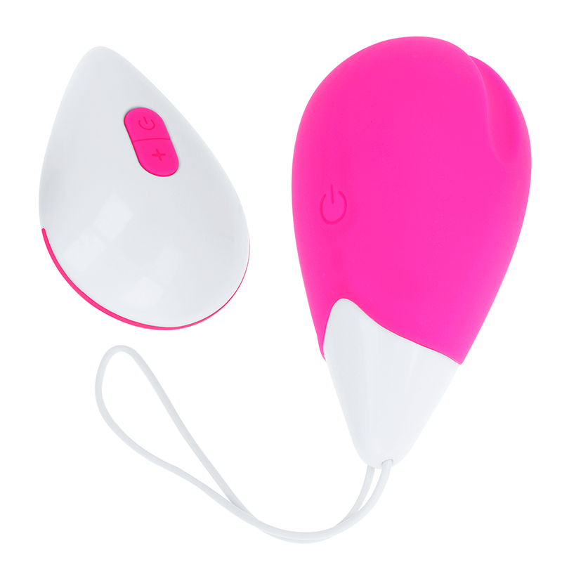 Huevo vibrador OHmama con mando y 10 modos, rosa y blanco