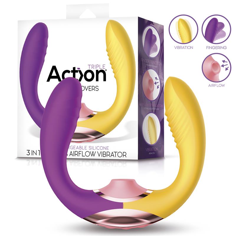Vibrador Two Lovers 3 en 1 ACTION con finger y succión