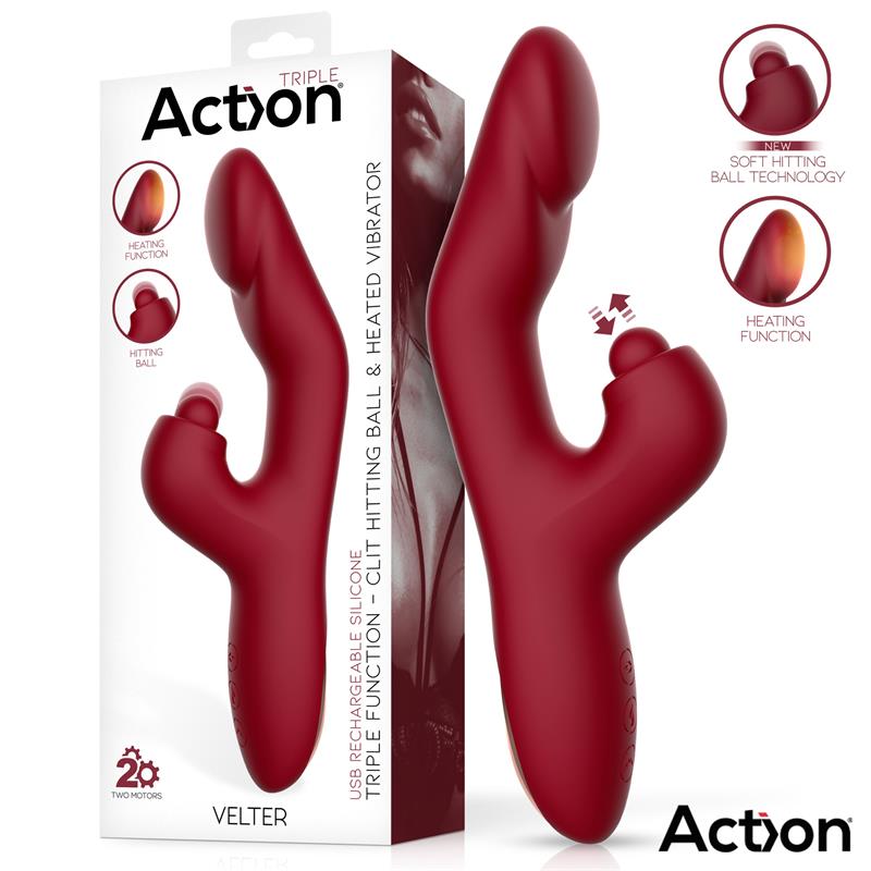 Vibrador rabbit con bola percutora y calor Velter Action