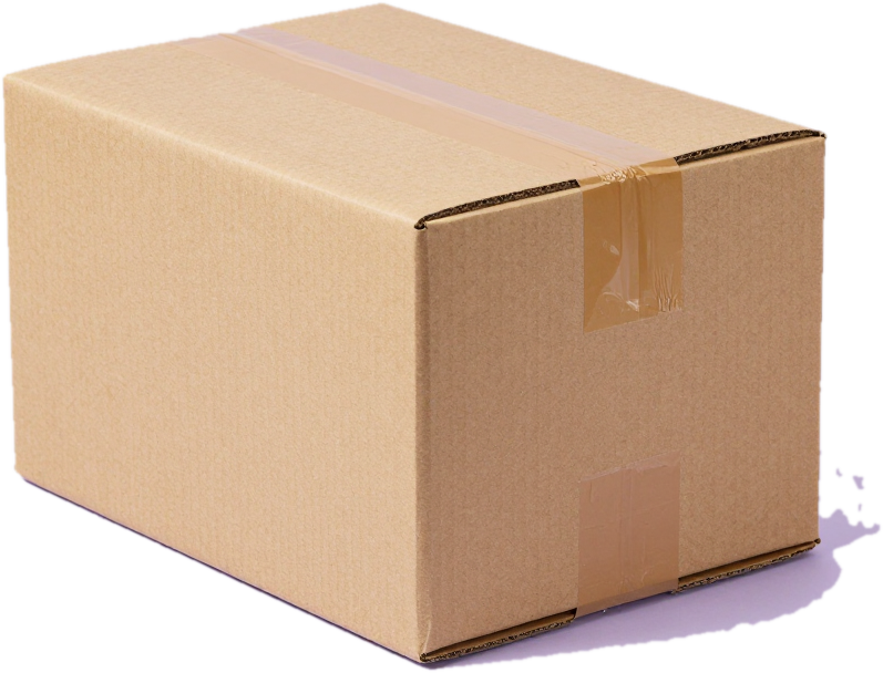 Caja de cartón cerrada, sin marcas ni etiquetas